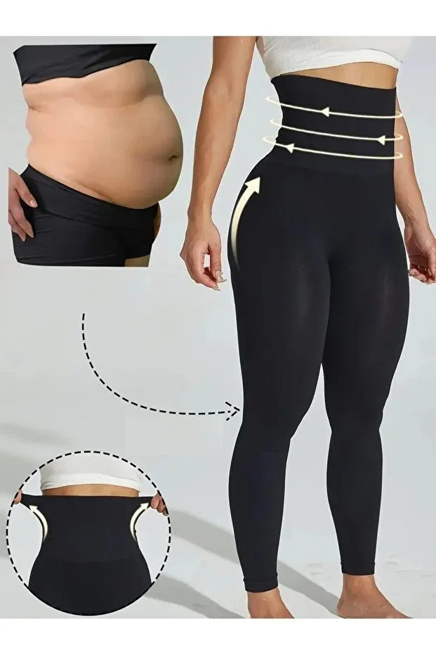 Mienmis Model Corset Tights with Silicone Strips Shaping Belly and Abdomen, Non-Slip Crotch, Black Color
