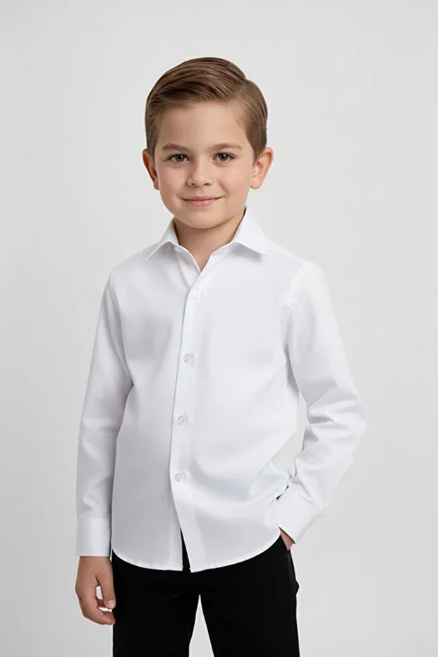 Boys Long Sleeve White Shirt