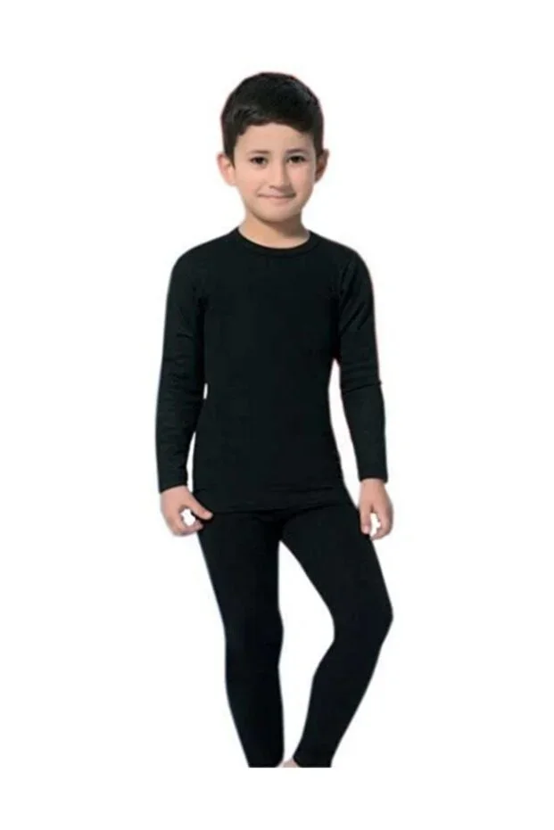 Boys Thermal Top-Bottom Set Black