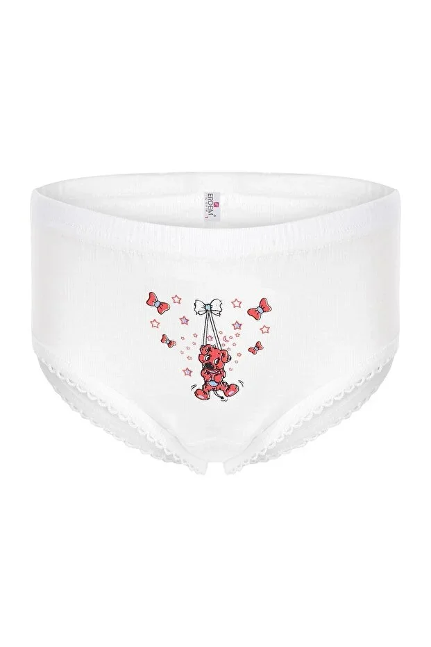ERDEM İÇ GİYİM Girl's Briefs White Ribbed Print 4301
