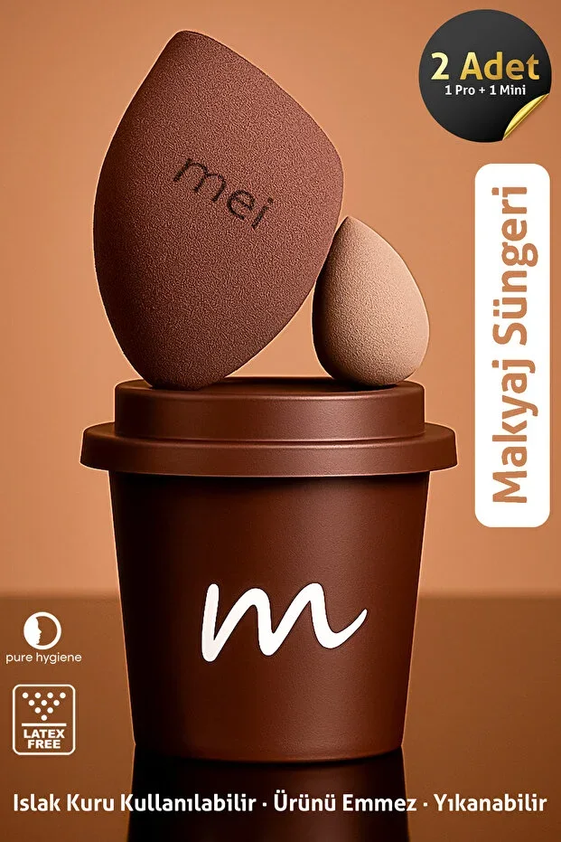 Makeup Sponge Foundation Non-Absorbent Sponge Coffee Cup Hygienic Walnut 1 Pro 1 Mini
