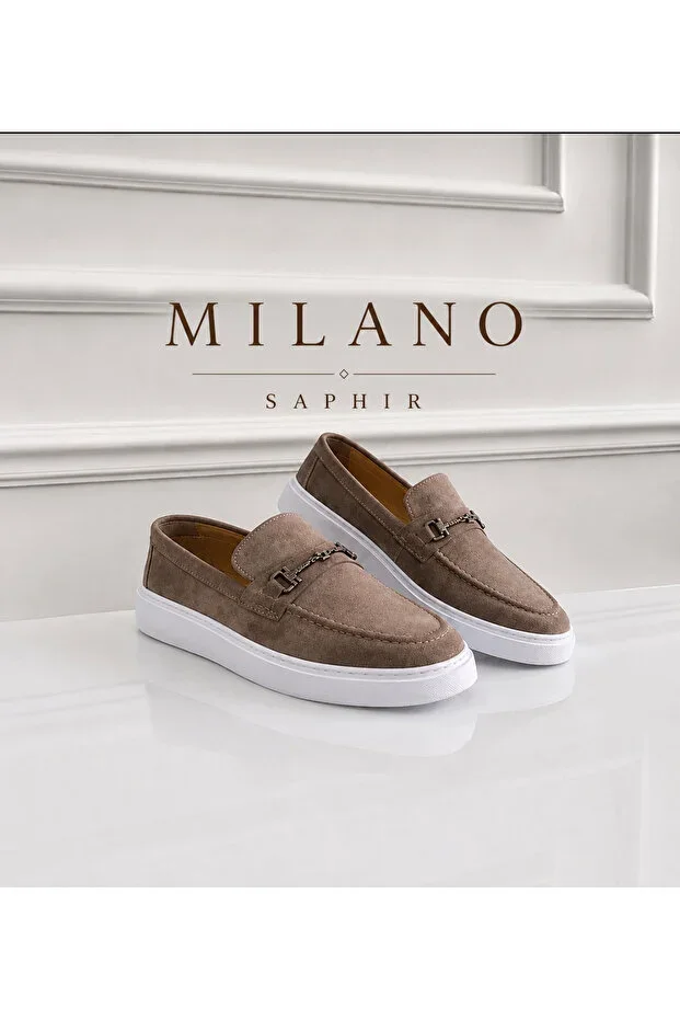 LOAFER BEIGE SUEDE GENUINE LEATHER STITCHED EVA SOLE