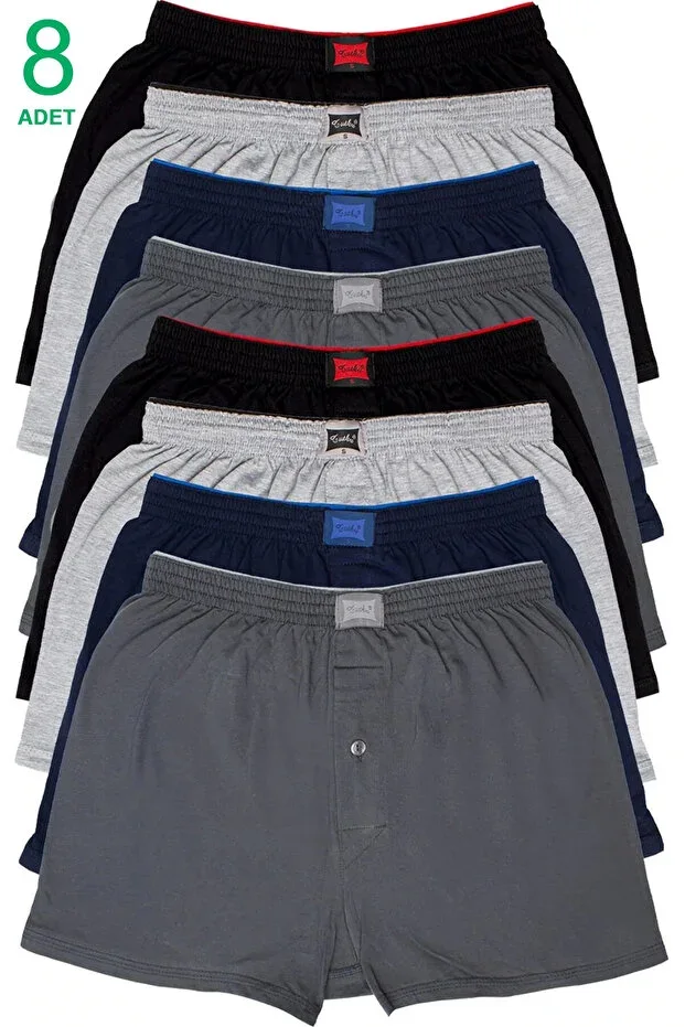8-Piece Deal Product! Men's Combed Cotton Towel Waist Boxer Mixed Colors.