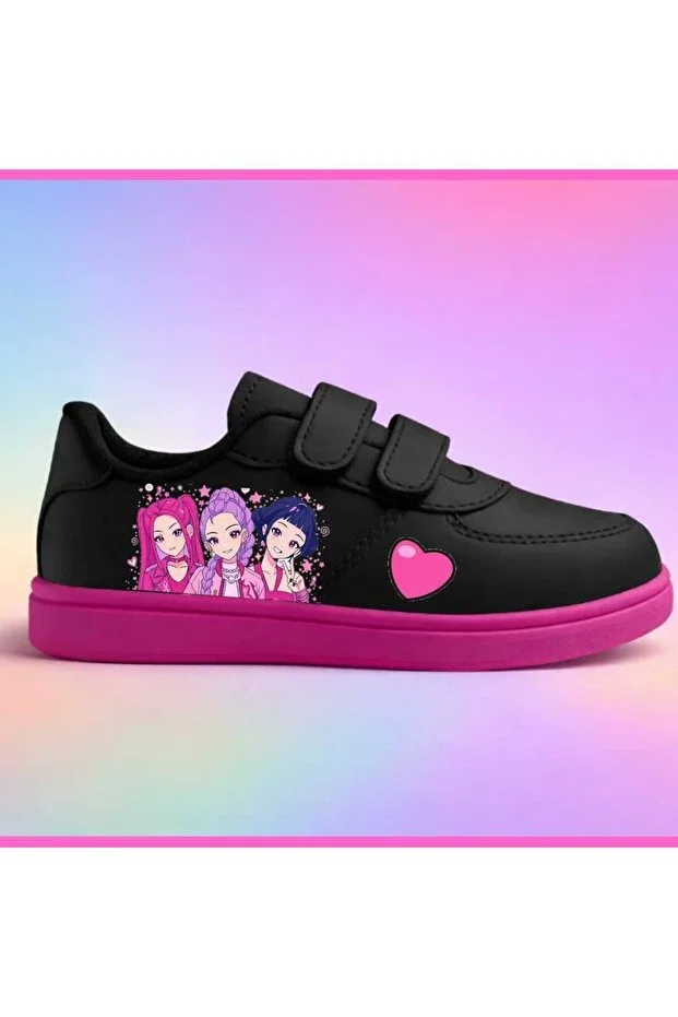 Limited edition Black Pink DEYMeN Hndris Printed Girls' Banded Sports Shoe Sneaker