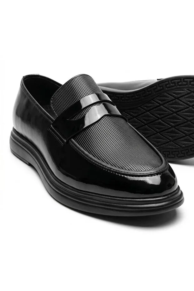 MEN'S PATENT LEATHER LOAFERS POLİ SOLE SUITABLE FOR GROOM AND SUIT CLASSIC SHOES