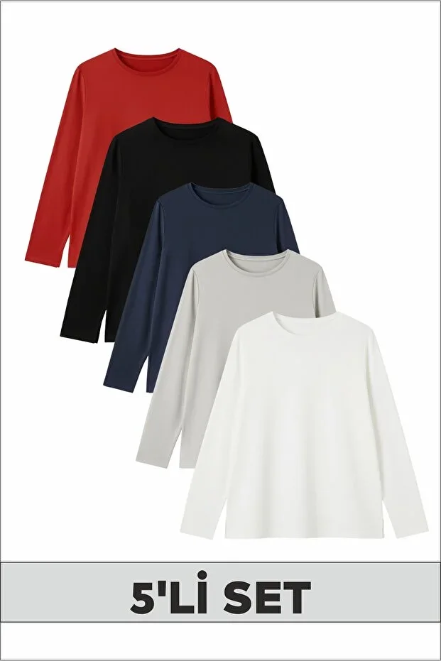 FYK KİDS Round Neck Girl/Boy 5-Piece Sweatshirt in Classic & Stylish Colors