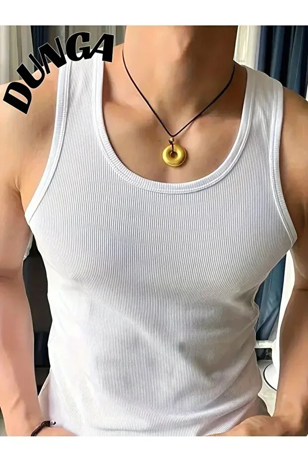 Men's Ribbed Tank Top - Lycra Cotton Rib Halter Neck Tank Top