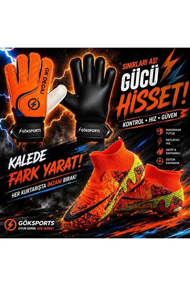 Children's Goalkeeper Gloves, Children's Socks, High-Top Football Boots with Ankle Strap
