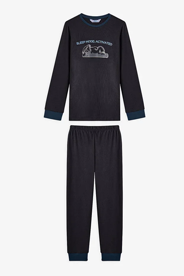Anthracite Boys Yeti Monster Print Thermal Effect Pajama Set