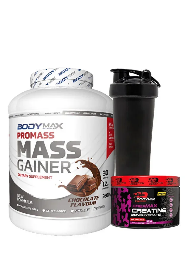 Promass Mass Gainer 3600 Gr Chocolate Flavored + Creamax Creatine 120 Gr + Shaker