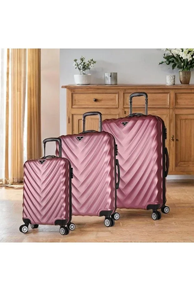 My Valice Lotus ABS Cabin Medium and Large Rose 3-Piece Luggage Set