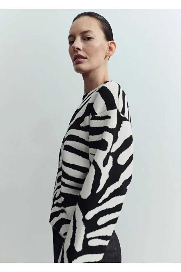 Zebra print knit sweater