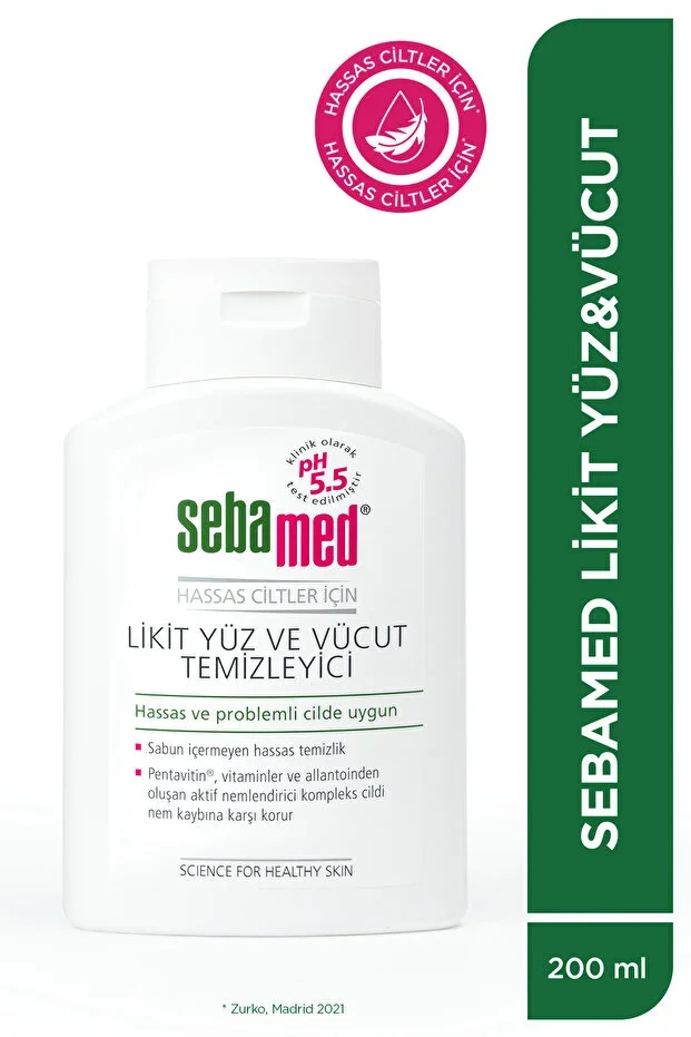 Face and Body Cleansing Gel 200 ml for Sensitive Skin Pentavitin Moisturizing Liquid pH 5.5