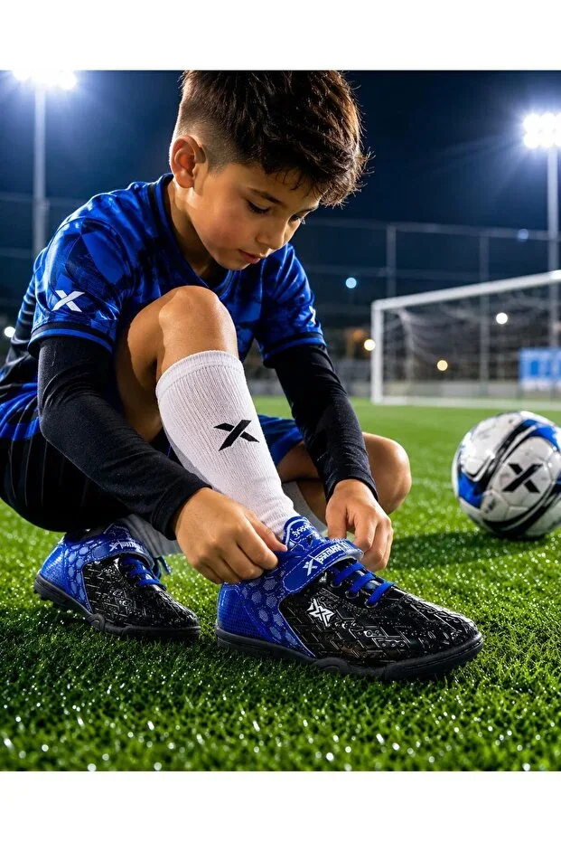 Kids Velcro Strap Elastic Laces Football BOOTS RASCOON205