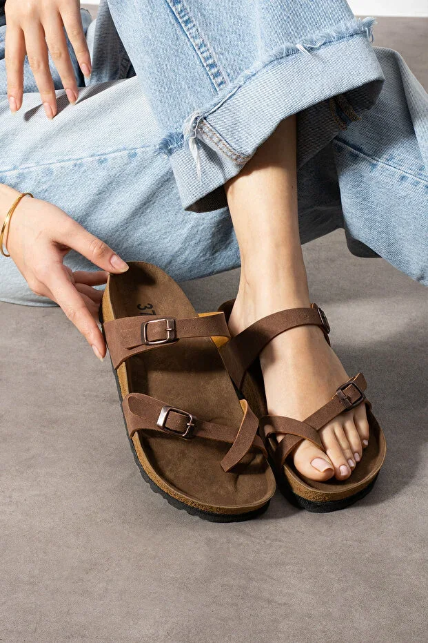 Daily Slippers - Orthopedic Sole Slippers Double Strap Buckled Daily Comfortable Home & Outdoor Slippers