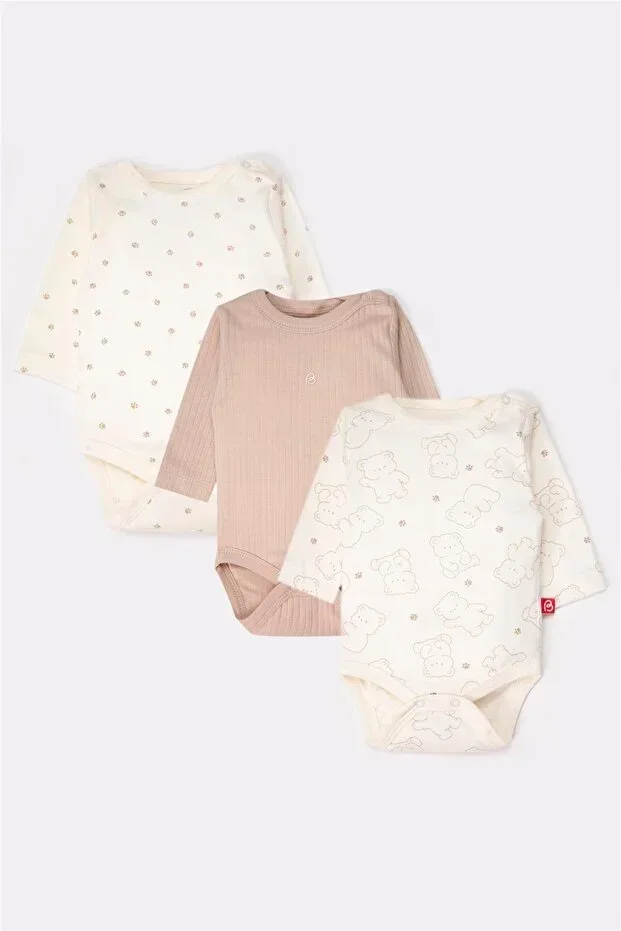 LONG SLEEVE BODY 3PCS (CUTE BEAR) BEIGE