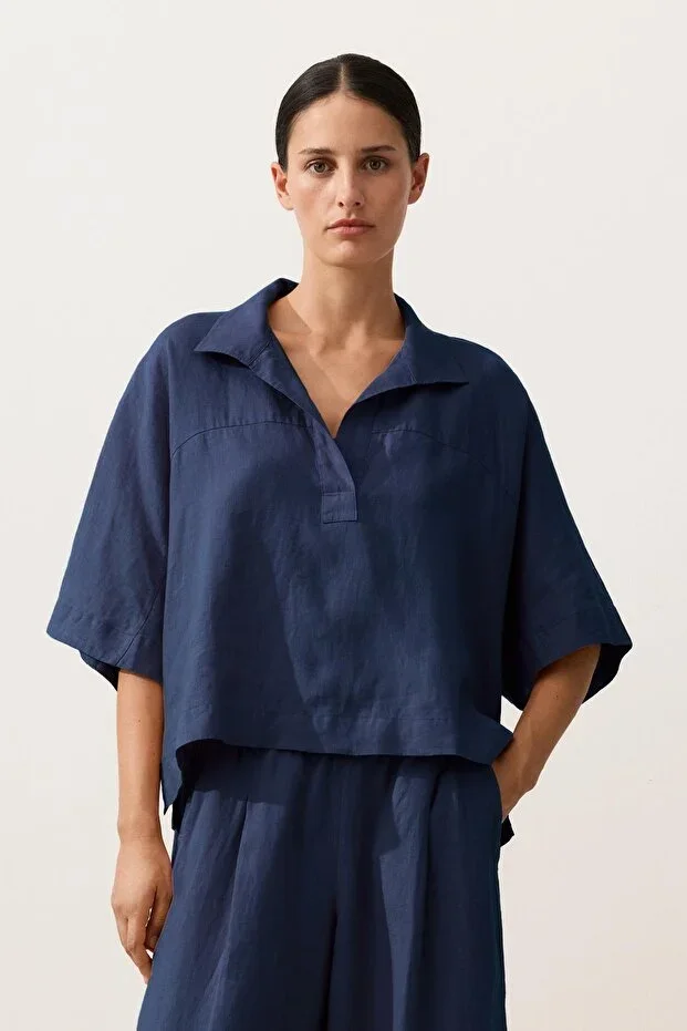 Oysho Oversize Short Sleeve 100% Linen Shirt