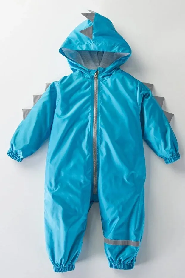 New Season Dinosaur Spiked Figure Hooded Cotton Lined Unisex Baby&Child Raincoat Jumpsuit