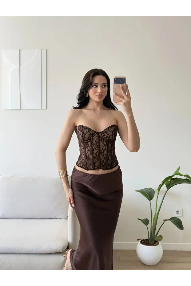 Lace Detailed Waist Corset Bustier - TEN