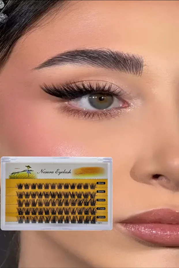 NESURA EYELASH 20d Mix Single Bundle Lashes, Individual False Lashes - No:6