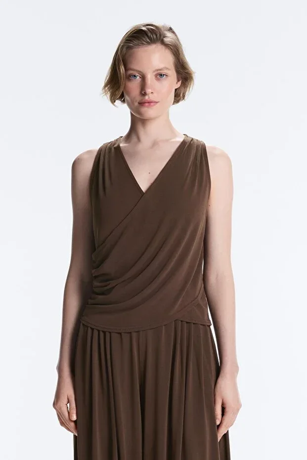Oysho Sleeveless crossover t-shirt in modal blend