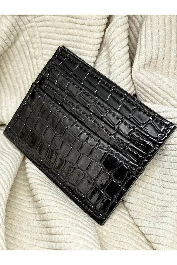 Black Shiny Leather Women's Cardholder Wallet