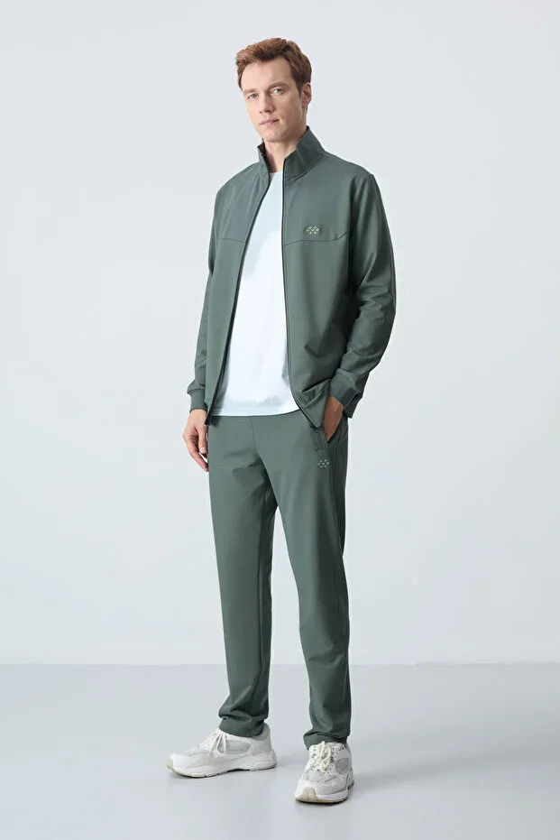 Khaki Cotton Thick Soft Textured Comfort Fit Basic Men's Tracksuit - 85260