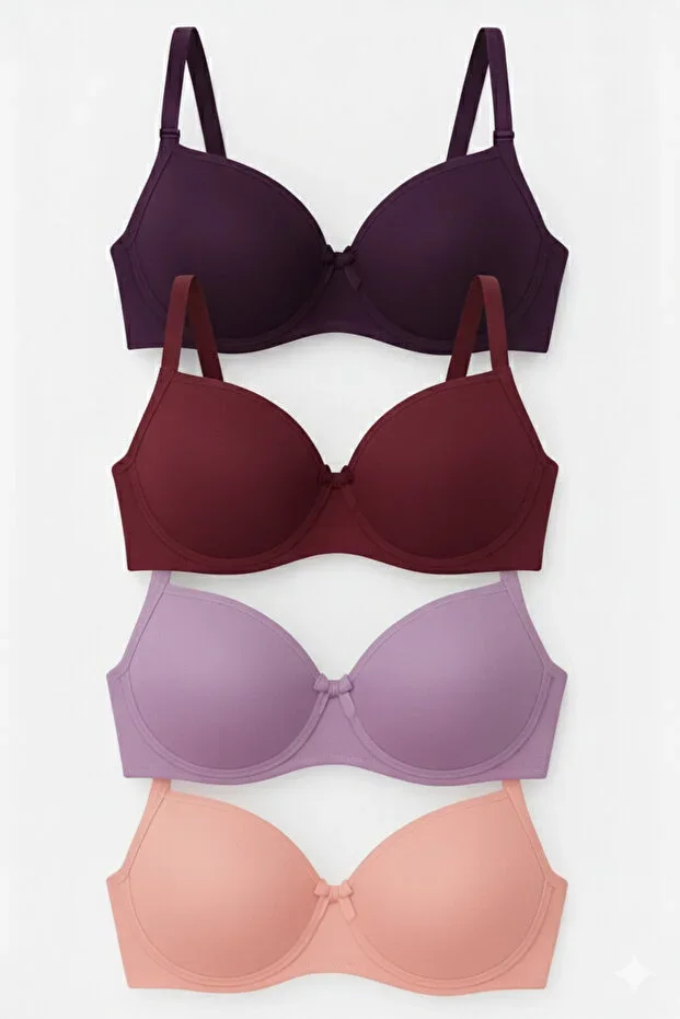 Women's Wirefree Padded Non-Support Daily 4-Piece Bra Set