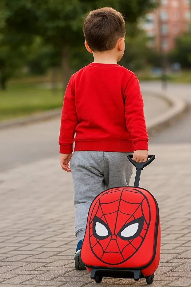 NEWFULL Wheeled Spider Boy Kindergarten Backpack