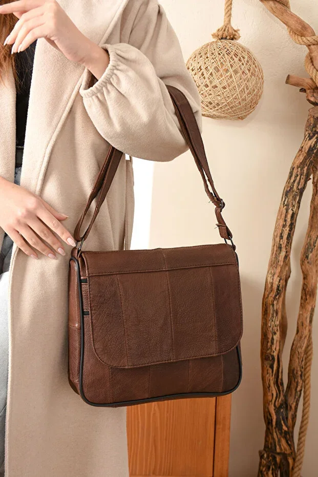 Genuine Leather Large Size Women's Shoulder and Messenger Bag / Large Size Women's Tan Leather Bag