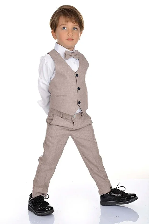 Boys Suit Vest Set MNK0272 BEIGE