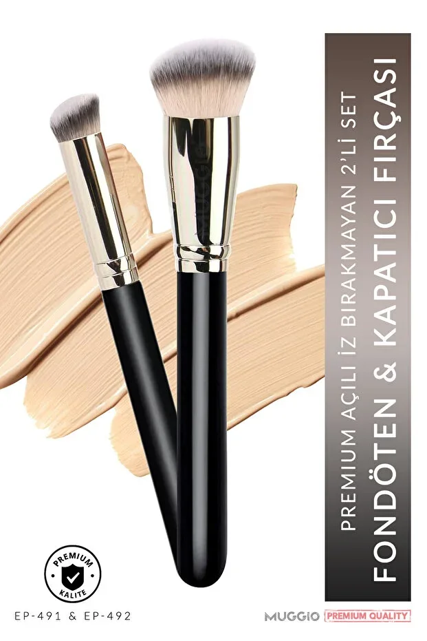 2-Piece Premium Foundation and Concealer Kabuki Makeup Brush Set