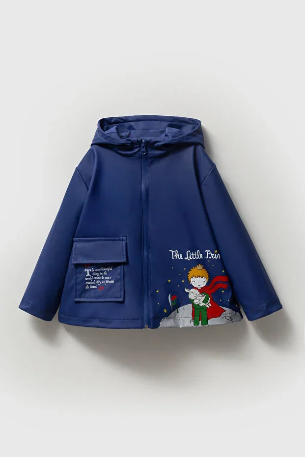 Little Prince Printed Rubber Waterproof Cotton Lined Boys Raincoat