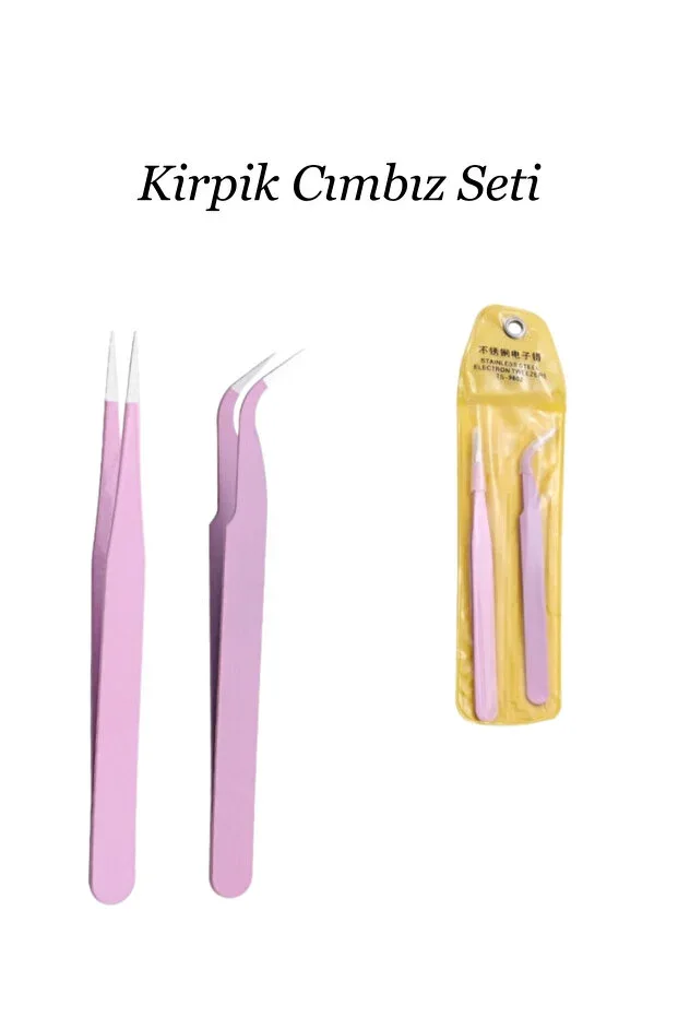 2 Pcs Silk Eyelash Tweezers Nail Art Tweezers Curved and Straight Professional Tweezers