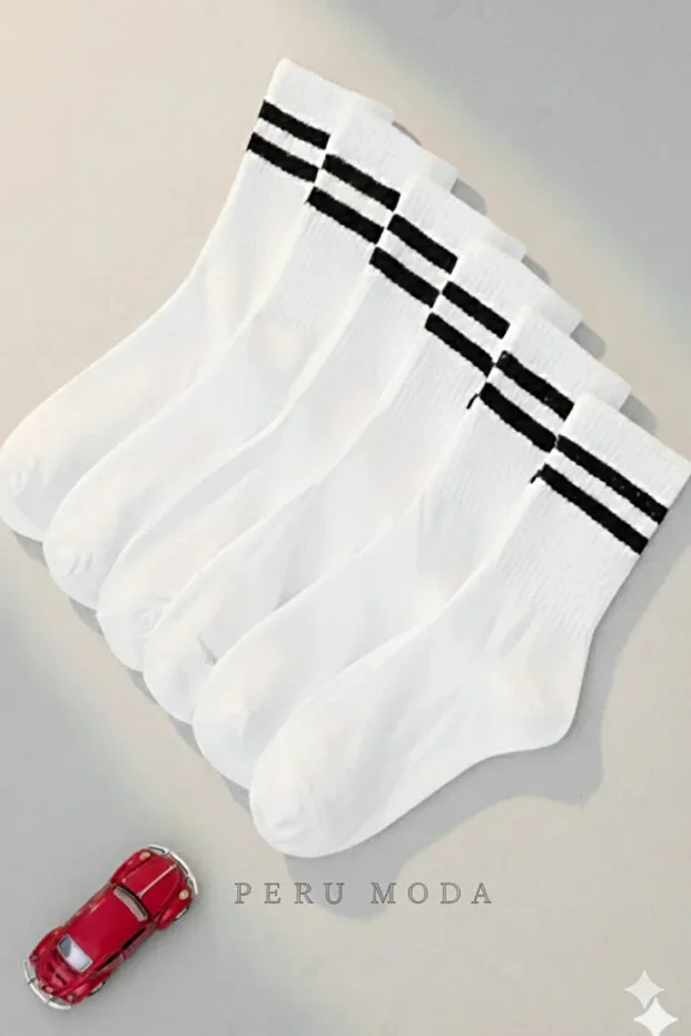 6 Pairs College Tennis Sports Socks Set Cotton 4 Seasons Cool Comfort