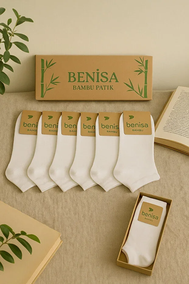 6-Pack Bamboo Ankle Socks White Seamless Breathable