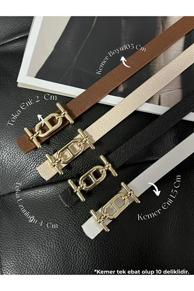 4-Piece Gold Buckle Thin Belt, Trouser Belt, Shirt Belt, Jacket Belt
