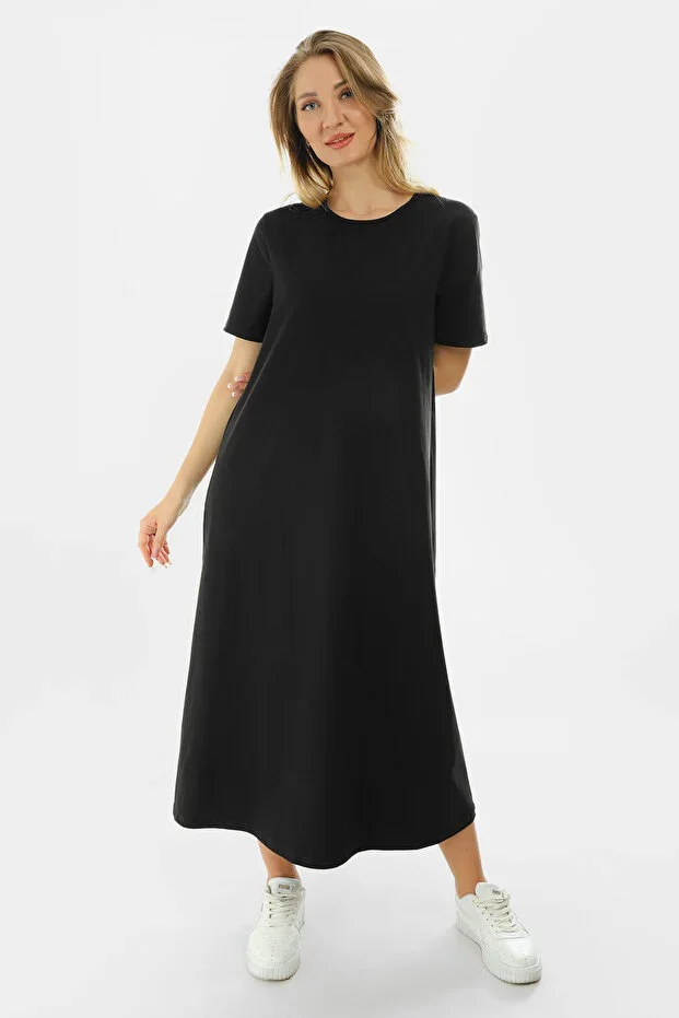 Women's Short Sleeve Maxi Jersey Dress 2029