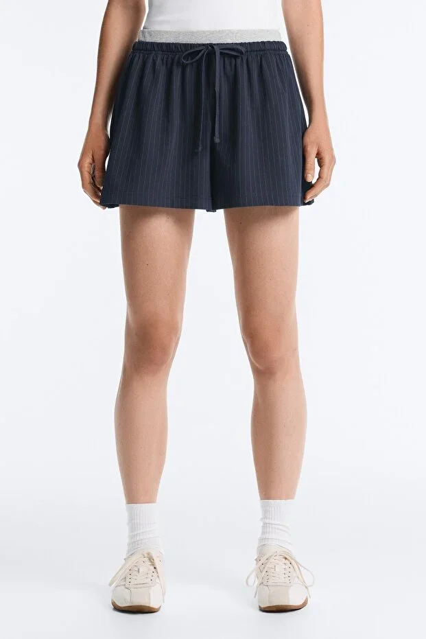 Oysho Tie-striped cotton pique shorts
