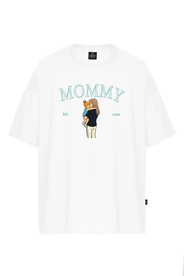 Women's Mommy Mom & Child Print Oversize Short Sleeve T-Shirt