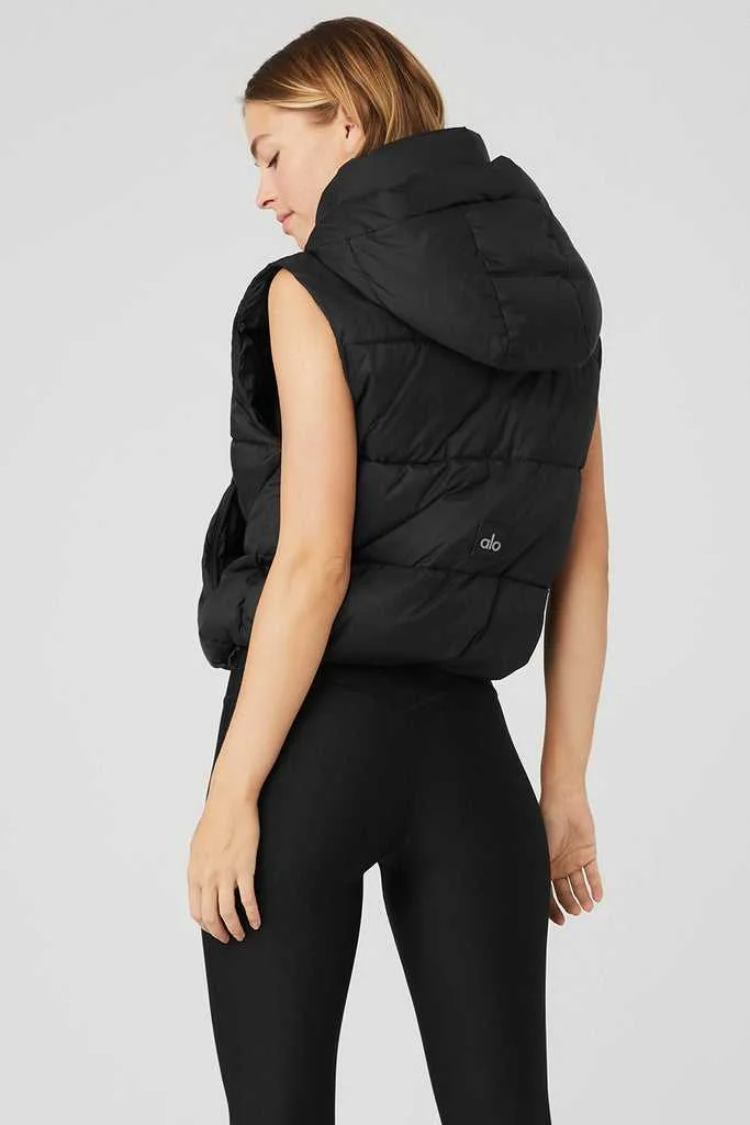 Alo Yoga Gold Rush Puffer Yelek Siyah | SLDXQ-9724