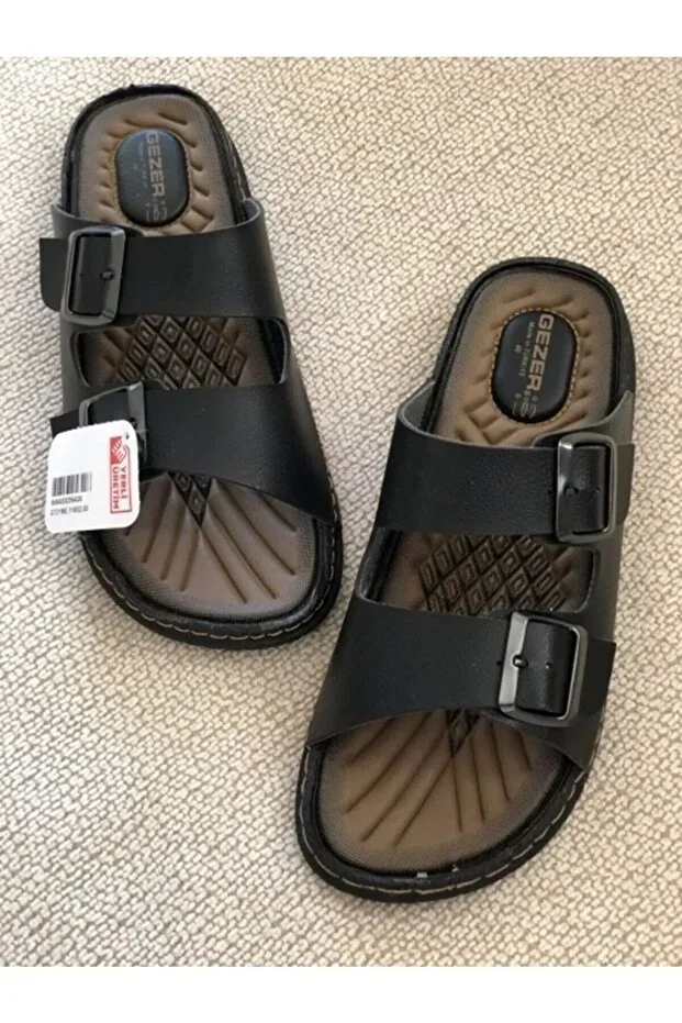 Men's Orthopedic Comfortable Sole Adjustable Black Men's Slipper