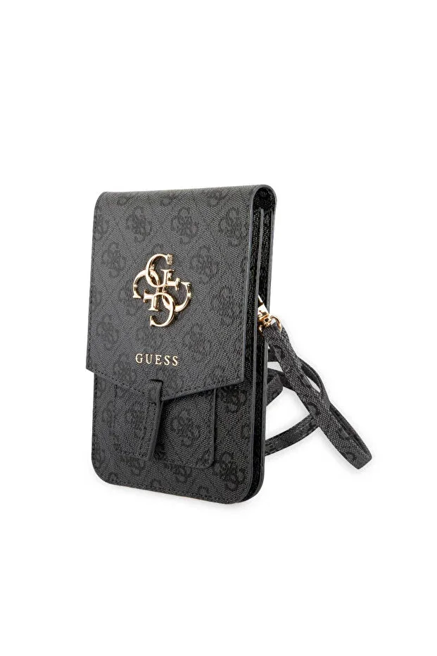 Licensed Shoulder Bag with Strap Magnetic Clasp 4G Pattern 4G Logo 5 Compartments Brown