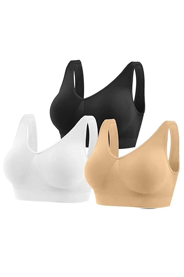 3-Piece Women's Seamless Thick Strap Stretchy Padded Bralette