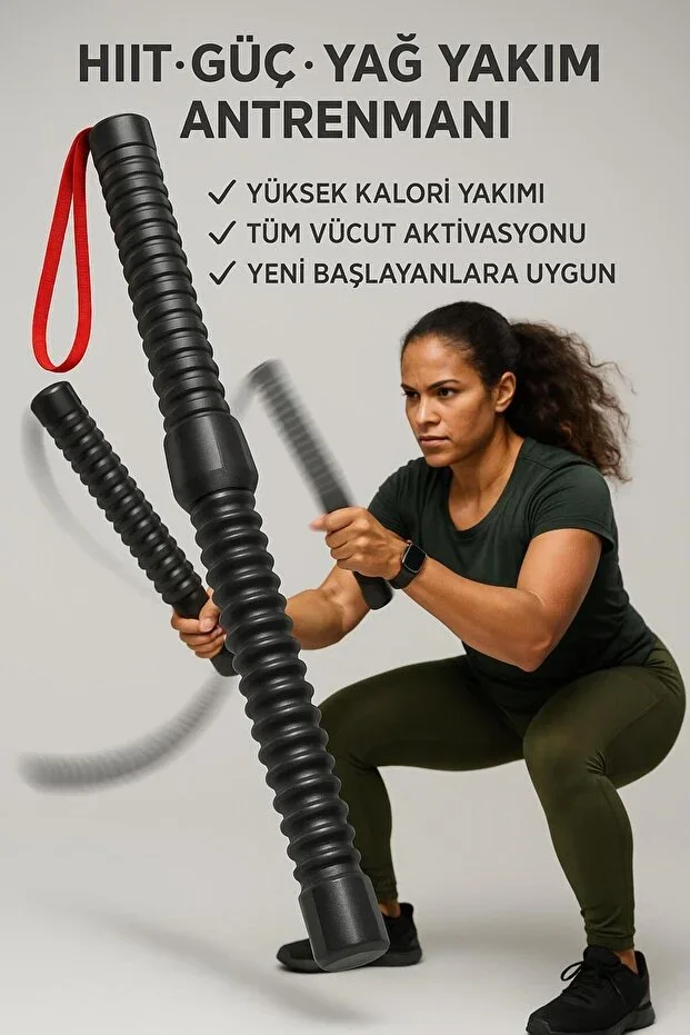 Cordless Battle Rope Fitness Bar – Vibrating Wave Mechanism – Arm, Shoulder, Core Workout