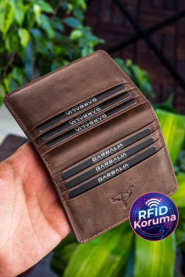 Canvas Vintage Leather Brown RFID Blocking Card Holder Wallet