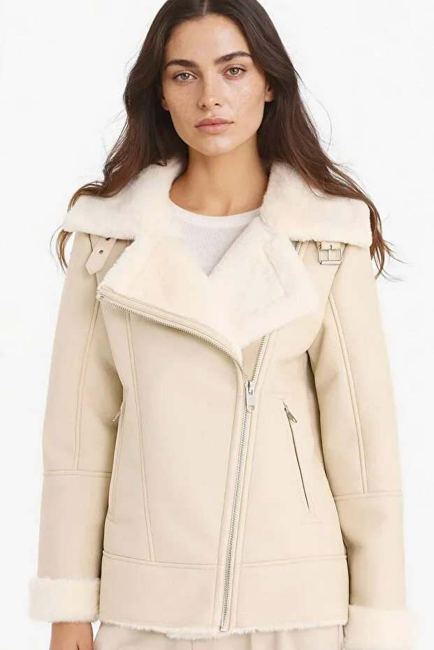 Waterproof Oversize Faux Fur Lined Zip-Up Jacket F1823AX25WN
