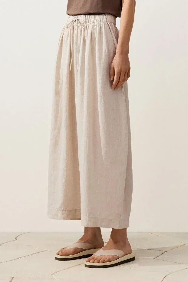 Oysho 100% Linen Balloon Crop Pants