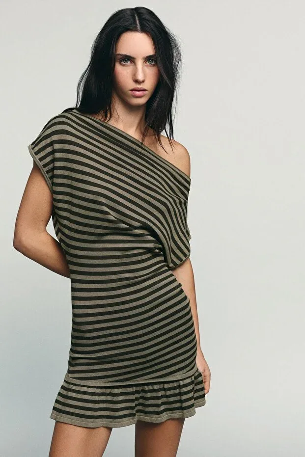 Bershka Wide neck mini dress