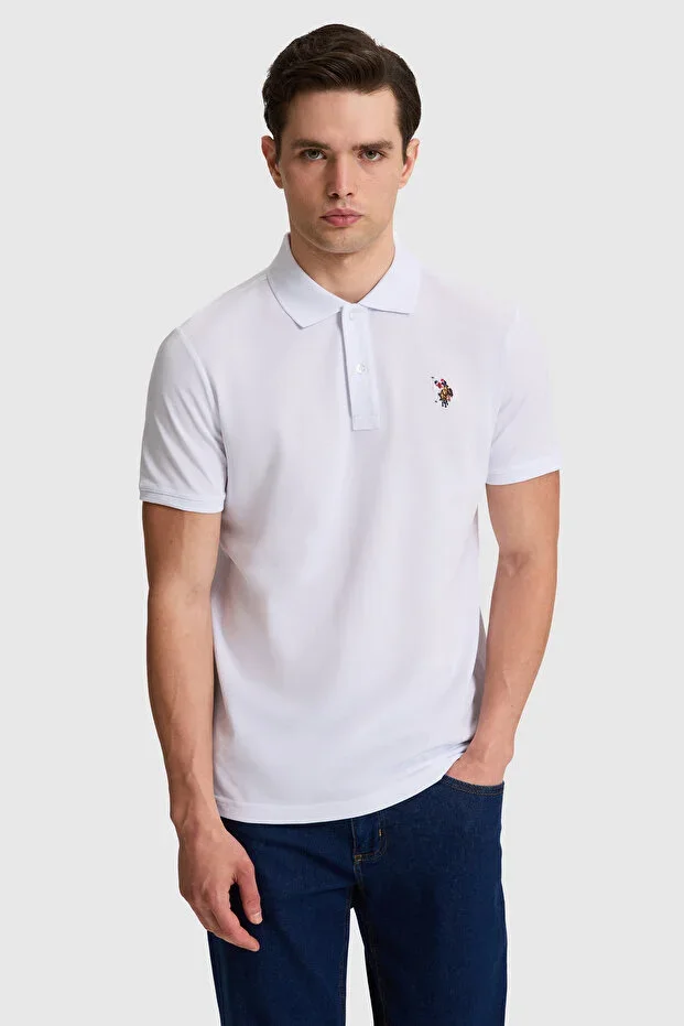 Men's White Regular Fit Polo Neck Basic T-shirt 50326972-VR013